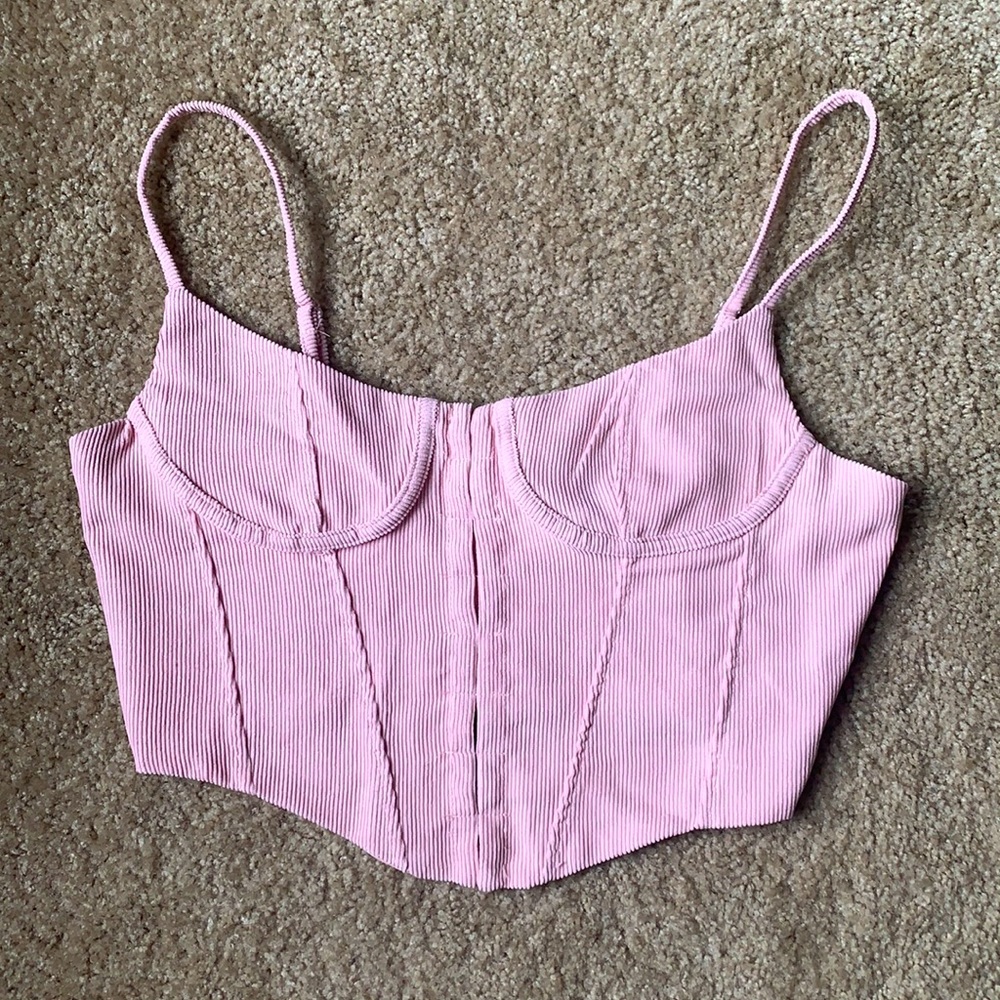NWT Light Pink Ribbed Cropped Corset
